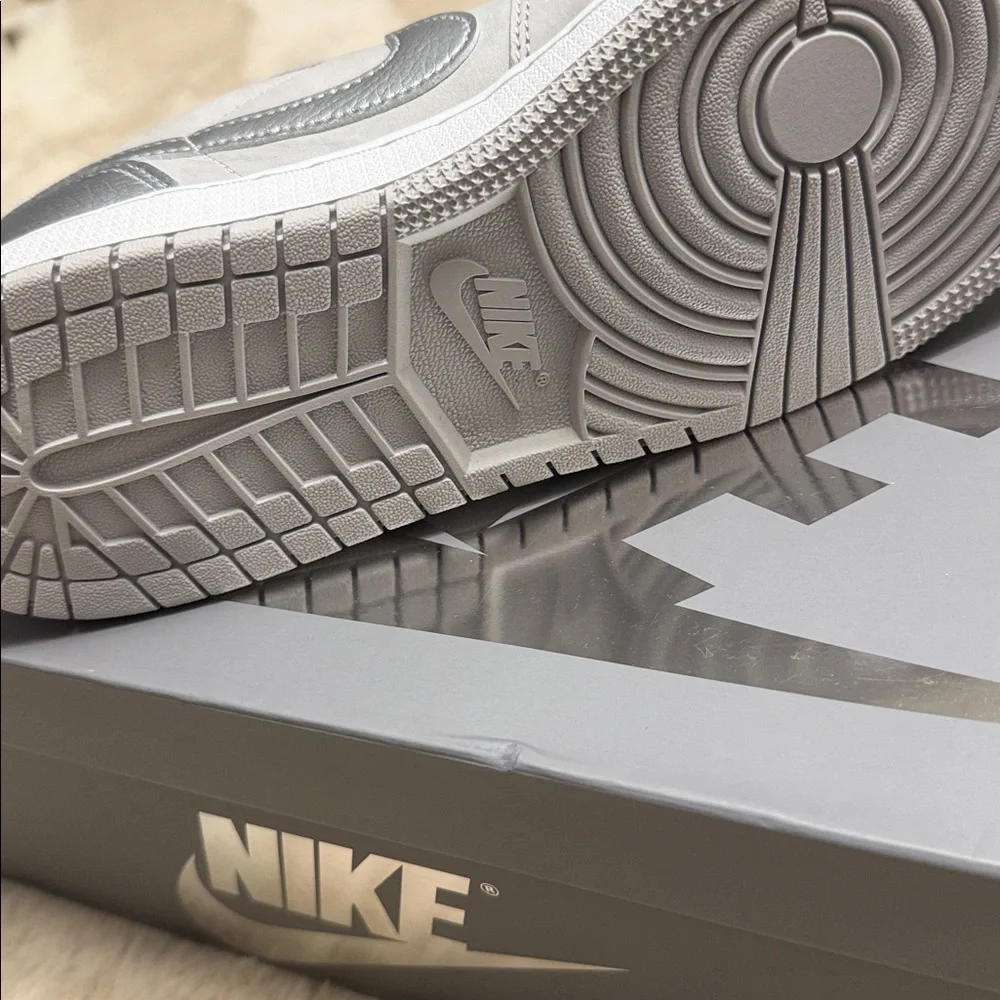 Nike Metallic Gray Air Jordan 1 Retro Low OG Sneakers - Picture 6 of 7